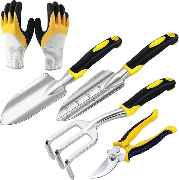 Conjunto completo de ferramentas de jardim com 5 peças para qualquer tarefa!